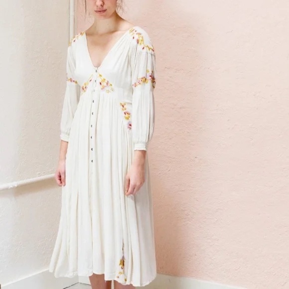 We The Free Cream Floral Midi Dress - Picture 5 of 11